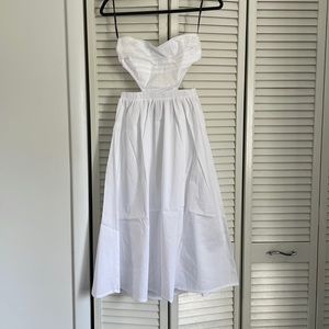 NWT white midi strapless dress with cut outs and open back size small forever 21